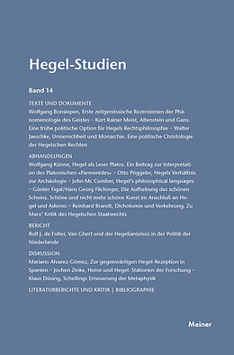 Kartonierter Einband Hegel-Studien Band 14 von 