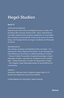 Kartonierter Einband Hegel-Studien Band 15 von 