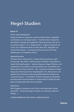 Kartonierter Einband Hegel-Studien Band 17 von 