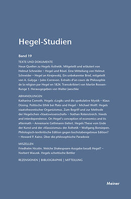 Kartonierter Einband Hegel-Studien Band 19 von 