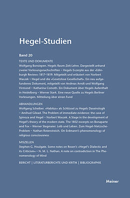 Kartonierter Einband Hegel-Studien Band 20 von 