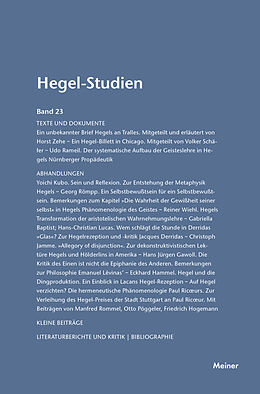 Kartonierter Einband Hegel-Studien Band 23 von 
