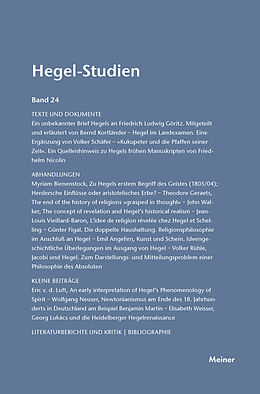 Kartonierter Einband Hegel-Studien Band 24 von 