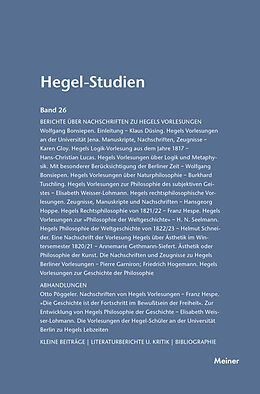 Kartonierter Einband Hegel-Studien Band 26 von 