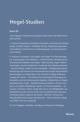 Kartonierter Einband Hegel-Studien Band 28 von 