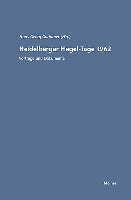 Kartonierter Einband Heidelberger Hegel-Tage 1962 von 