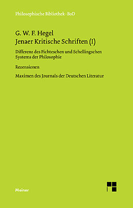 E-Book (pdf) Jenaer Kritische Schriften (I) von Georg Wilhelm Friedrich Hegel