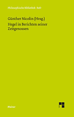 E-Book (pdf) Hegel in Berichten seiner Zeitgenossen von 