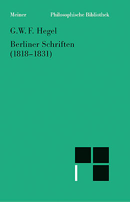 E-Book (pdf) Berliner Schriften (18181831) von Georg Wilhelm Friedrich Hegel