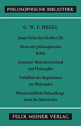 E-Book (pdf) Jenaer Kritische Schriften II von Georg Wilhelm Friedrich Hegel