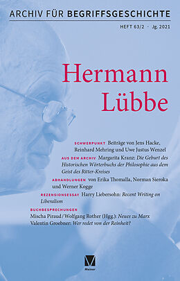 Kartonierter Einband Archiv für Begriffsgeschichte. Band 63,2 Schwerpunkt: Hermann Lübbe von 