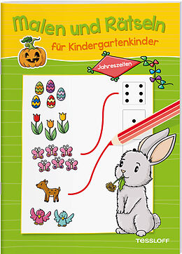 Paperback Malen und Rätseln für Kindergartenkinder. Jahreszeiten von Nadja Schwendemann