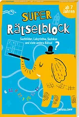 Kartonierter Einband Super Rätselblock ab 7 Jahren. Suchbilder, Labyrinthe, Sudokus und viele andere Rätsel von Stefan Heine