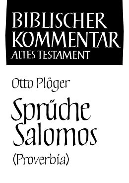 Paperback Sprüche Salomos (Proverbia) von Otto Plöger