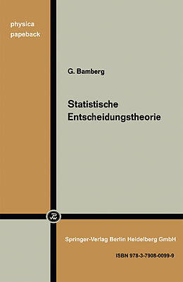 Kartonierter Einband Statistische Entscheidungstheorie von G. Bamberg