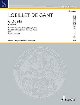 Jean Baptiste Loeillet de Gant Notenblätter 6 Duette Band 1