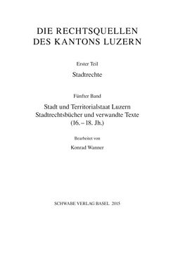 Fester Einband Die Rechtsquellen des Kanton Luzern. Stadtrechte von 
