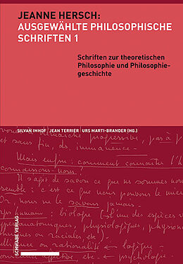 Fester Einband Schriften zur theoretischen Philosophie und Philosophiegeschichte von Jeanne Hersch