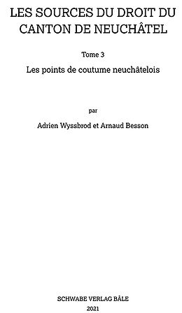 Fester Einband Les points de coutume neuchâtelois von 