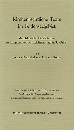 Kartonierter Einband Kirchenrechtliche Texte im Bodenseegebiet von J Autenrieth, R Kottje