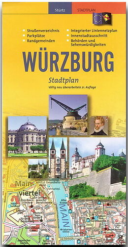 (Land)Karte Stadtplan WÜRZBURG von 