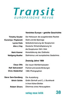 E-Book (epub) Transit 37. Europäische Revue von Alan Wolfe, Heinz Bude, Claus Leggewie