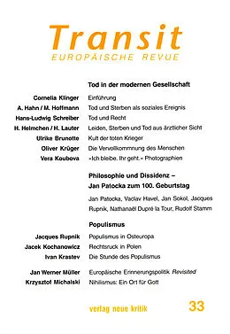 E-Book (epub) Transit 33. Europäische Revue von Cornelia Klinger, Hans-Ludwig Schreiber, Jacques Rupnik