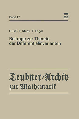 Kartonierter Einband Beiträge zur Theorie der Differentialinvarianten von Sophus Lie, Eduard Study, Friedrich Engel