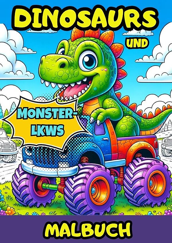 Dinosaurier und Monstertrucks Malbuch