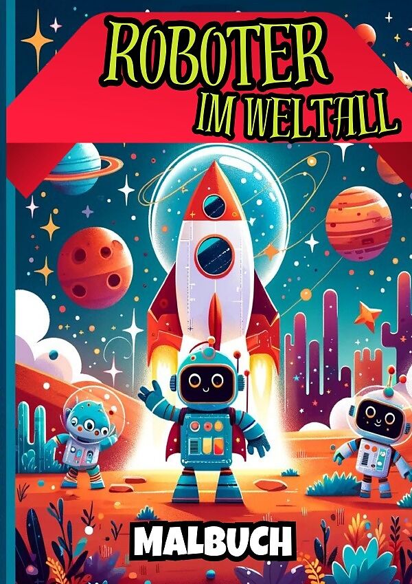 Roboter im Weltraum Malbuch