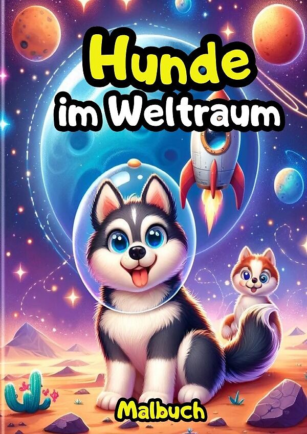 Hunde im Weltraum Malbuch