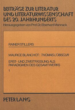 Kartonierter Einband Maurice Blanchot: Thomas l'Obscur von Rainer Stillers