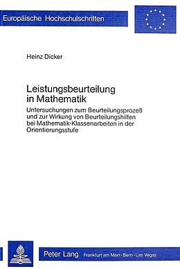 Kartonierter Einband Leistungsbeurteilung in Mathematik von Heinz Dicker