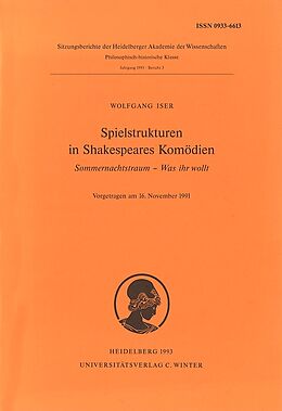 Kartonierter Einband Spielstrukturen in Shakespeares Komödien von Wolfgang Iser