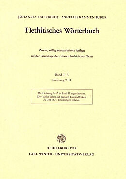 Kartonierter Einband Hethitisches Wörterbuch / E von Johannes Friedrich, Annelies Kammenhuber