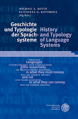 Fester Einband Geschichte und Typologie der Sprachsysteme/History and Typology of Language Systems von 