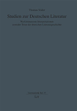 Kartonierter Einband Studien zur Deutschen Literatur von Thomas Söder