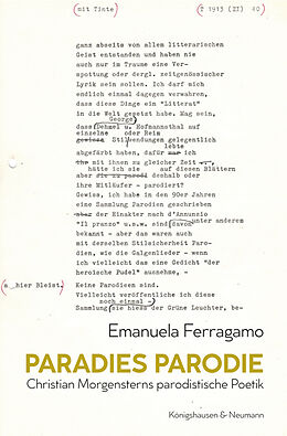 Kartonierter Einband Paradies Parodie von Emanuela Ferragamo