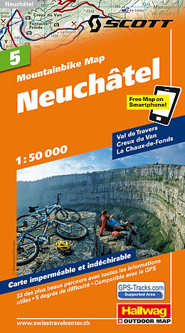 gefaltete (Land)Karte Neuchâtel Nr. 05 Mountainbike-Karte 1:50 000 50000 von Hallwag Kümmerly+Frey AG
