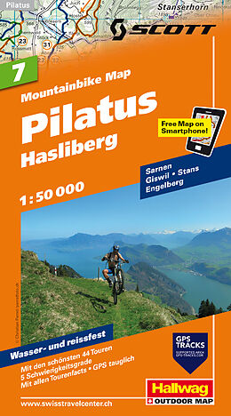 gefaltete (Land)Karte Pilatus Hasliberg Nr. 07 Mountainbike-Karte 1:50 000 von 