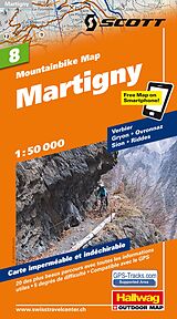 gefaltete (Land)Karte Martigny Nr. 08 Mountainbike-Karte 1:50 000 von 