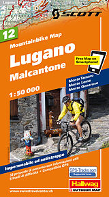 gefaltete (Land)Karte Lugano, Malcantone Nr. 12 Mountainbike-Karte 1:50 000 von 