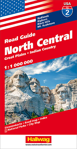 gefaltete (Land)Karte North Central Strassenkarte 1:1 Mio, Road Guide Nr. 2 1000000 von 