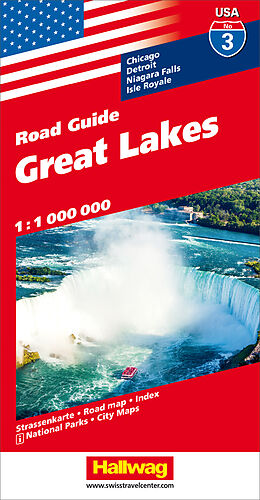 gefaltete (Land)Karte Great Lakes Strassenkarte 1:1 Mio., Road Guide Nr. 3 von 