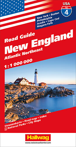 gefaltete (Land)Karte New England Strassenkarte 1:1 Mio., Road Guide Nr. 4 von 