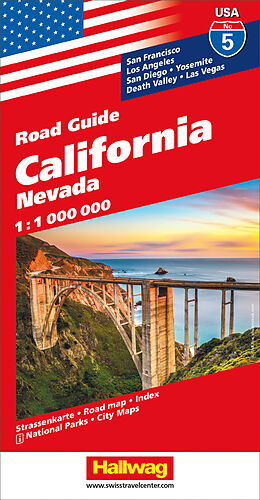 gefaltete (Land)Karte California, Nevada Strassenkarte 1:1 Mio., Road Guide Nr. 5 von 