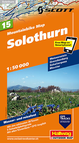 gefaltete (Land)Karte Solothurn Nr. 15 Mountainbike-Karte 1:50 000 von 
