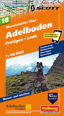 gefaltete (Land)Karte Adelboden, Frutigen, Lenk Nr. 18 Mountainbike-Karte 1:40 000 von 