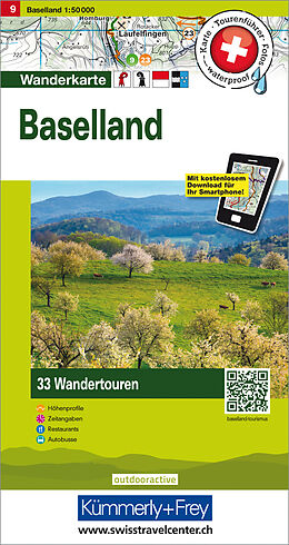 gefaltete (Land)Karte Baselland Nr. 09 Touren-Wanderkarte 1:50 000 von 