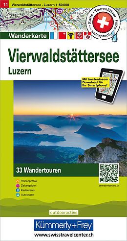 gefaltete (Land)Karte Vierwaldstättersee Nr .11 Luzern Touren-Wanderkarte 1:50 000 von 